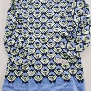 Talbots Bateau Neck Tee NWT 3/4 Sleeve Abstract Watercolor Blue Green